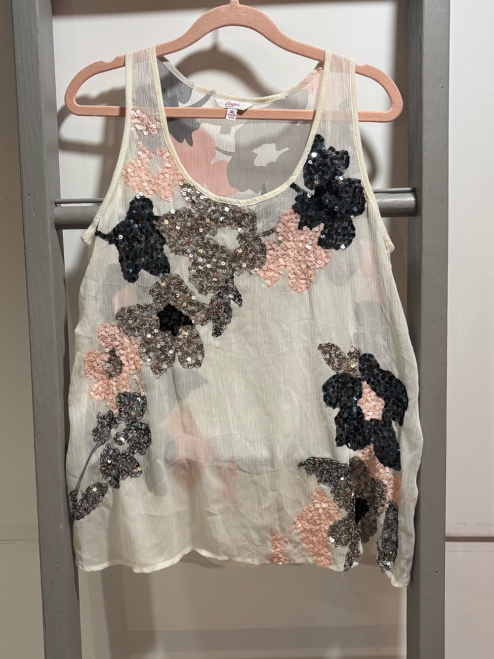 Candie's sheer Tank with Sequins, Y2K, whimsy, fairy, feminine, ballet, elegant